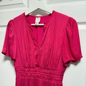 Vibrant Joie Fuchsia Pink Short Sleeve Maxi Dress Size S